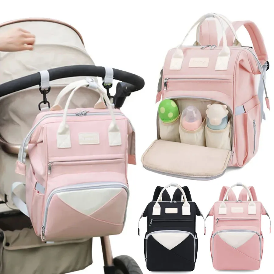 Large Capacity Baby Diaper Bags Fashion Mommy Backpack Infant Stroller Hanging Backpacks Multifunctional Portable Backpack