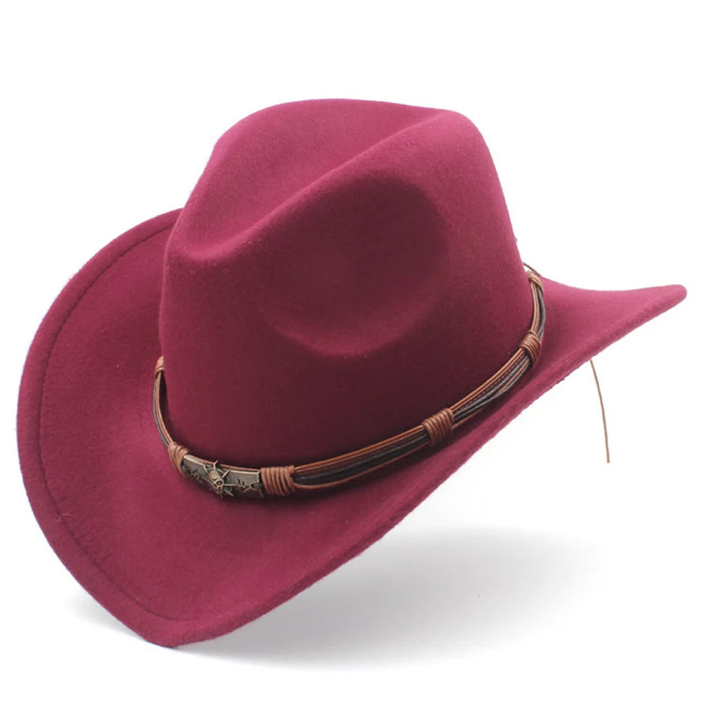 Damen Herren Cowboyhut Unisex Western Style Cowgirl Caps Fedoras mit handgefertigtem Hutband für Halloween Geburtstag Party Cosplay – Detail 9