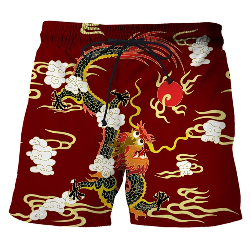 Bañador Hawaiano de dragón chino para hombre, pantalones cortos de playa con estampado 3d, ropa de baño suelta de secado rápido para Surf, traje de baño Sexy para la calle