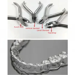 1Set/4pcs Orthodontic Clear Aligner Plier Punch Hole Thermal Forming Forcep Tear Drop Level Vertical Invisable Retainer Lingual