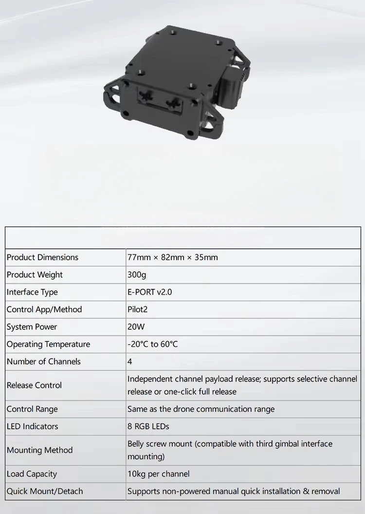 Payload Release Drop System Device with Warning Lights Aerial Delivery Release for DJI Matrice 400 M350