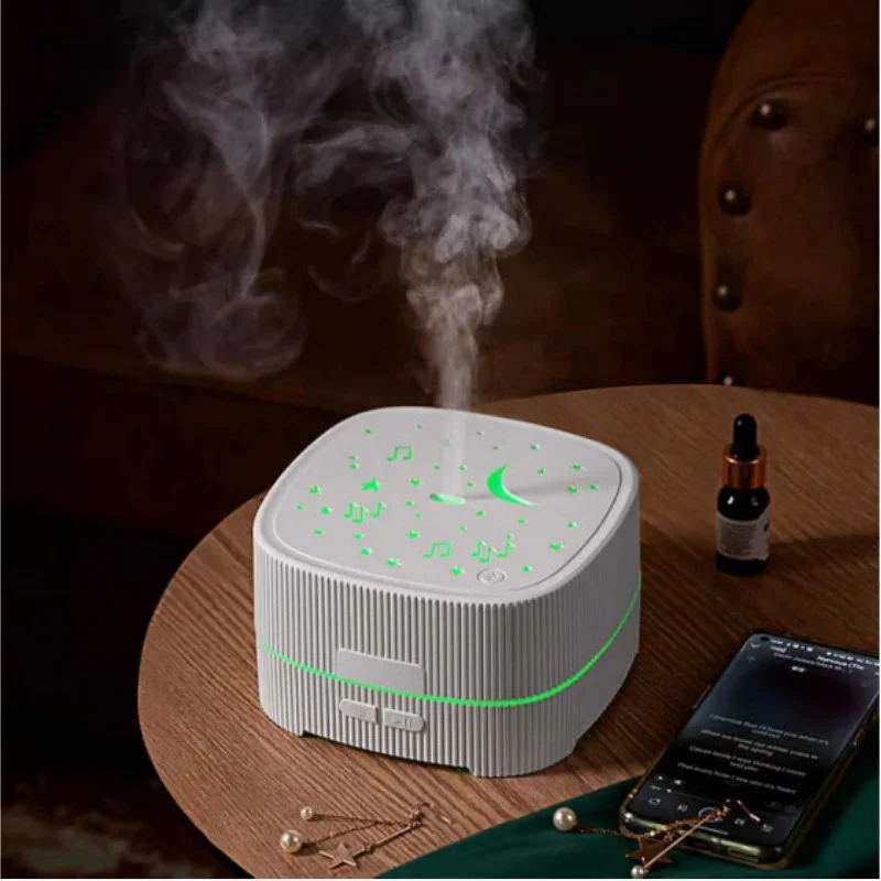 500ml Ultrasonic Cool Mist Air Humidifier with Colorful LED Light Music Essential Speaker