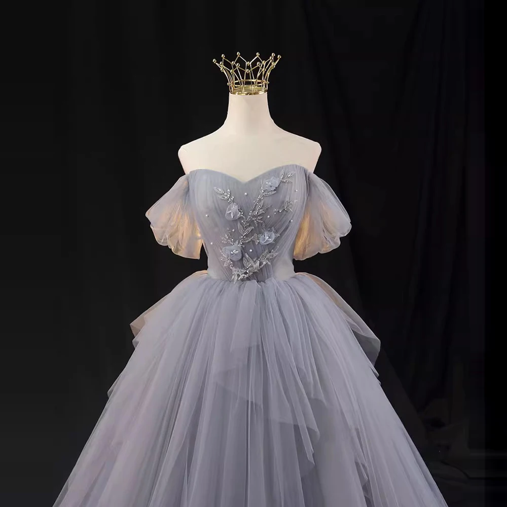 Prinzessin Ballkleid Kurzarm Brautkleid Braut mit Korsett zurück Kleider für Frauen Abendkleider Leistung