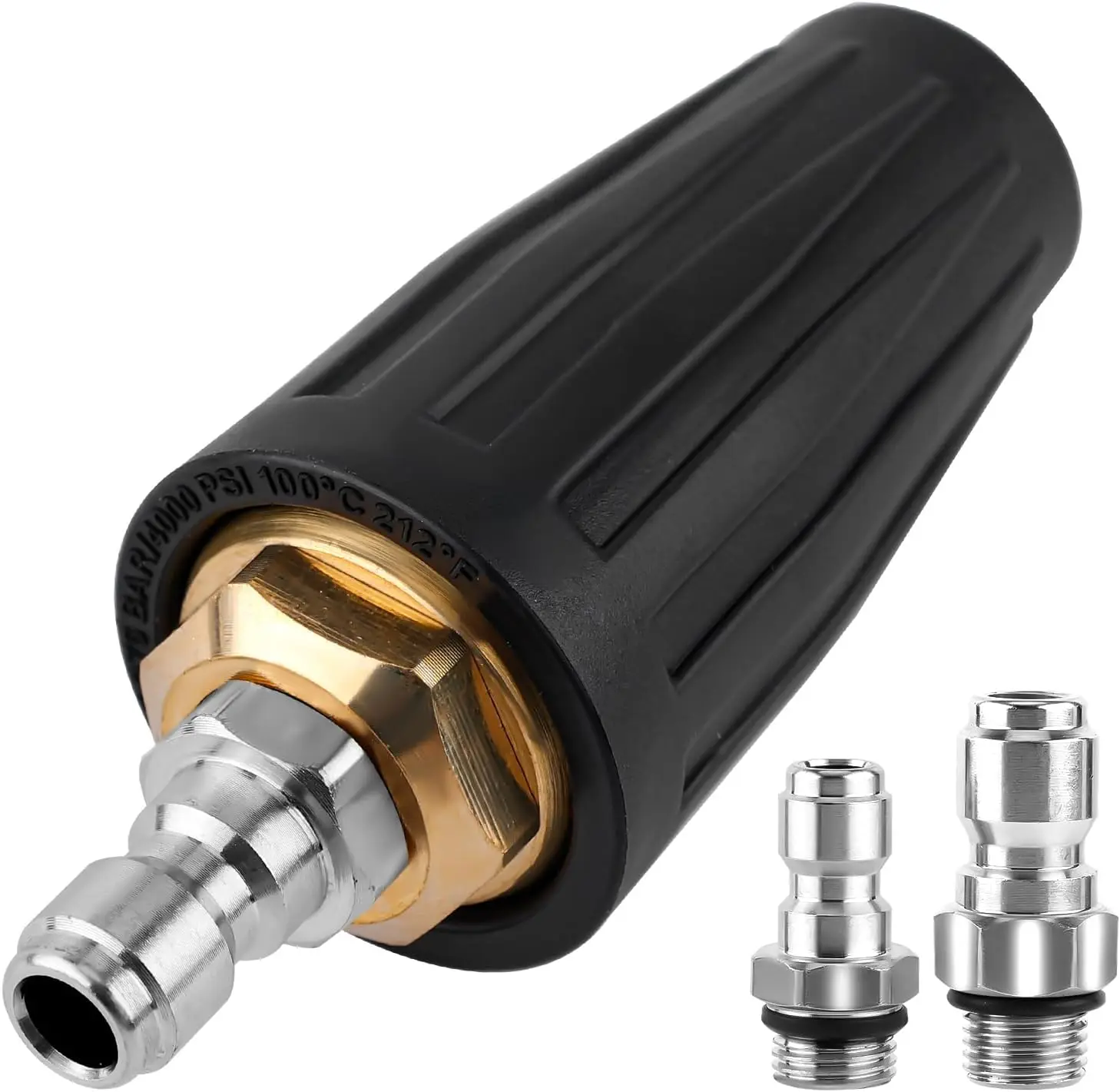 Turbo Nozzle Pressure Washer Tips 4000PSI Quick Release Power Stainless Steel Rotating Spray with 1/4'' 3/8'' Quick Connectors