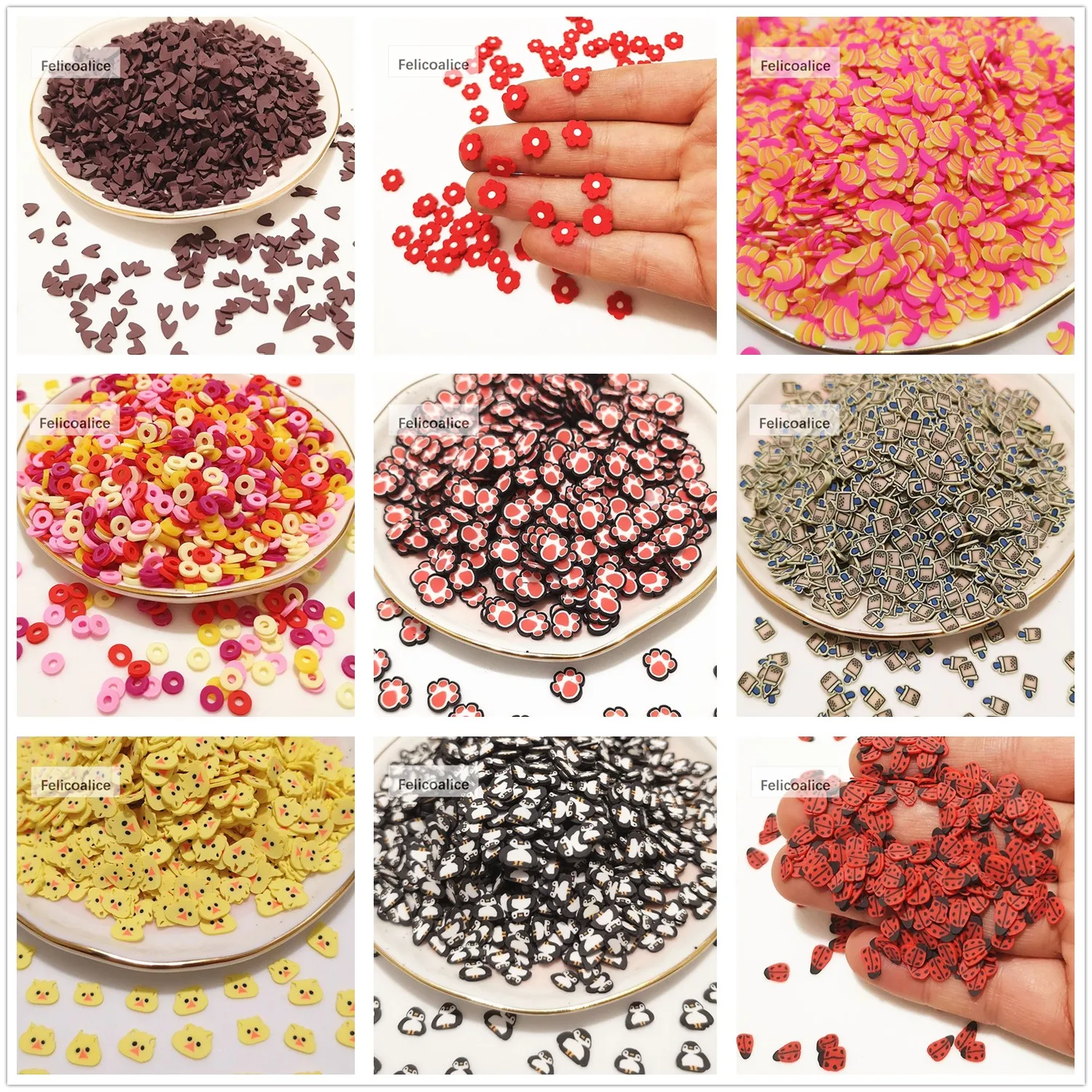 20g Kawaii Rainbow Soft Clay Slice DIY Nail Arts Decoration Polymer Clay Sprinkles for Crafts Simulation Food Play