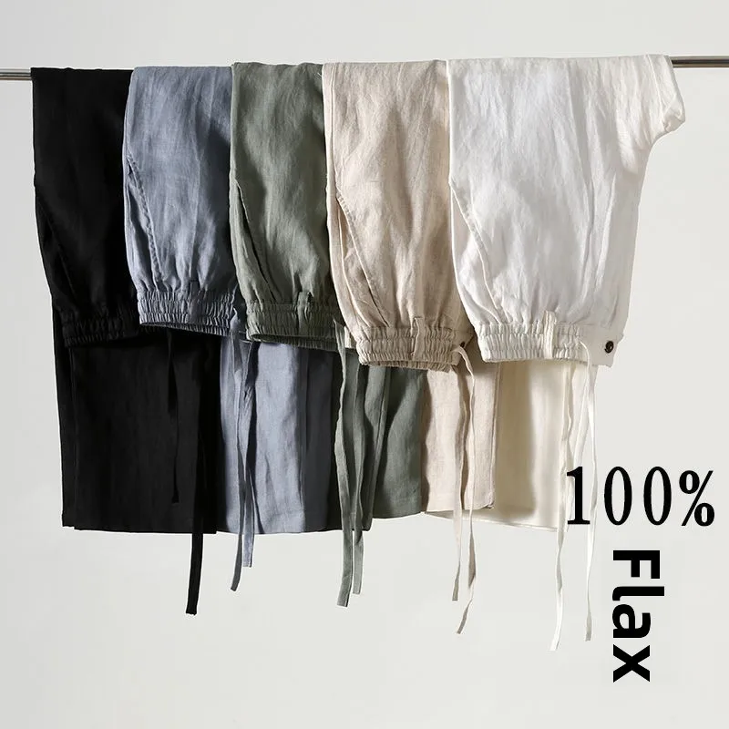

Loose Cotton Linen Men's Casual Pants Straight Leg Spring Summer Lightweight Breathable Comfortable Men's Harajuku Sle Busi...