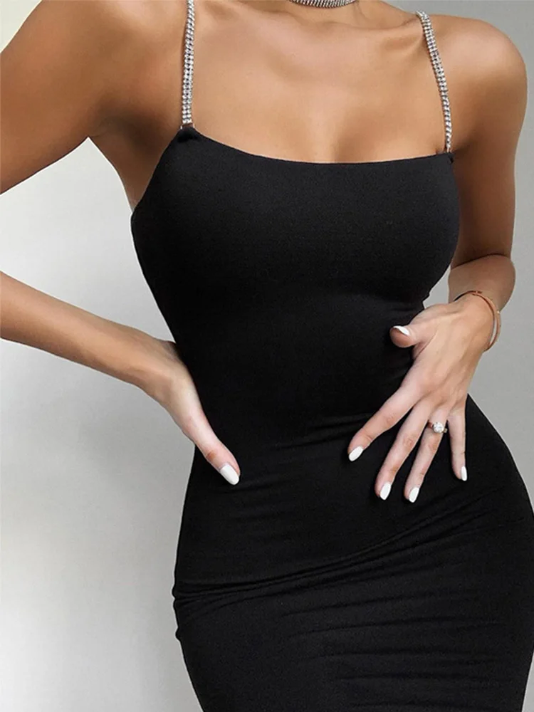 

Women's Sleeveless Bodycon Mini Dress, Diamond, Thin Strap, Sexy Outfit, Party, Club, Summer Fashion, Female Short Clothes, 2024