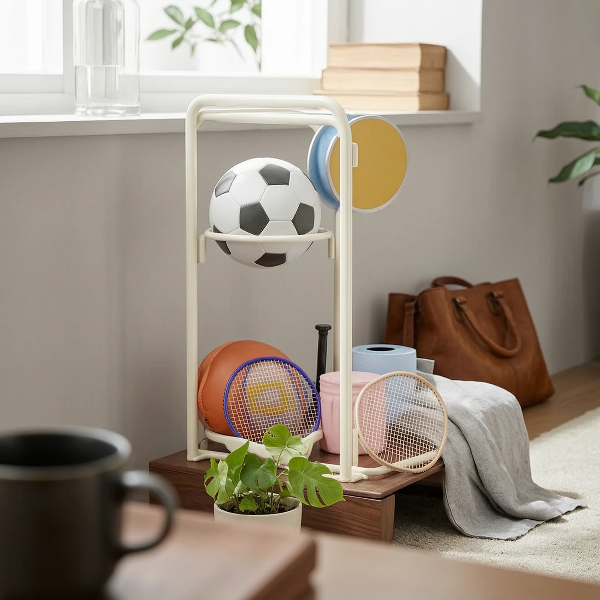 Sports Equipment Cart - Sports Equipment Storage Rack Multi-Tiered Ball