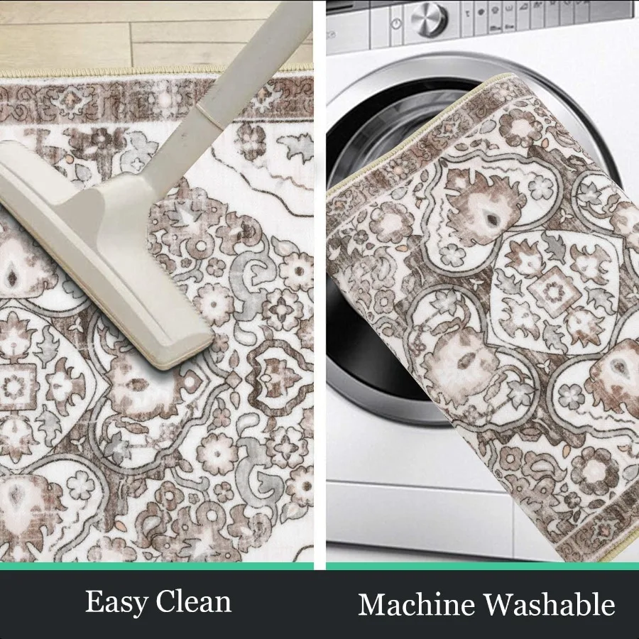 HEBE Farmhouse Kitchen Rugs Sets of 3 Non Slip Washable Boho Kitchen Rugs and Mats for Floor Kitchen Runner Rug Floor Carpet fo