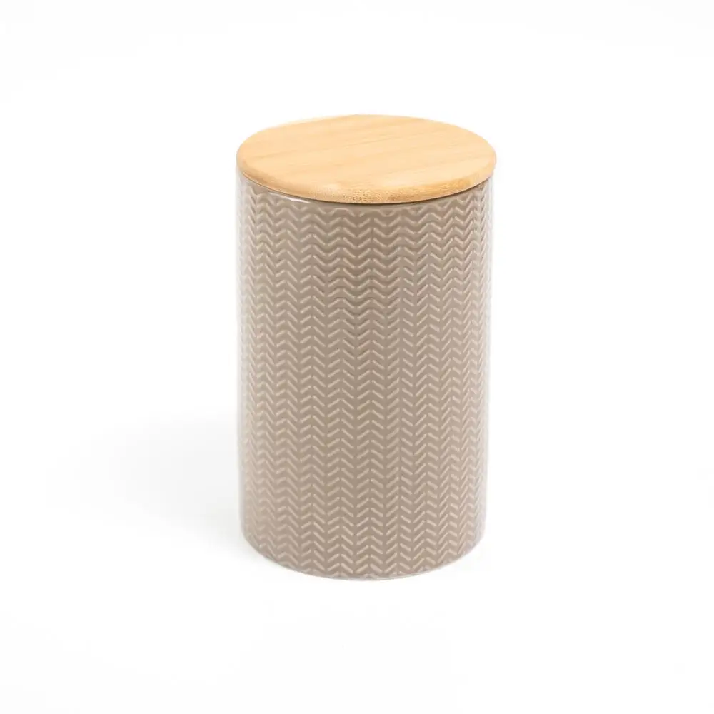 Dolomite zig zag pot with large bamboo lid 1.5L-Oikos