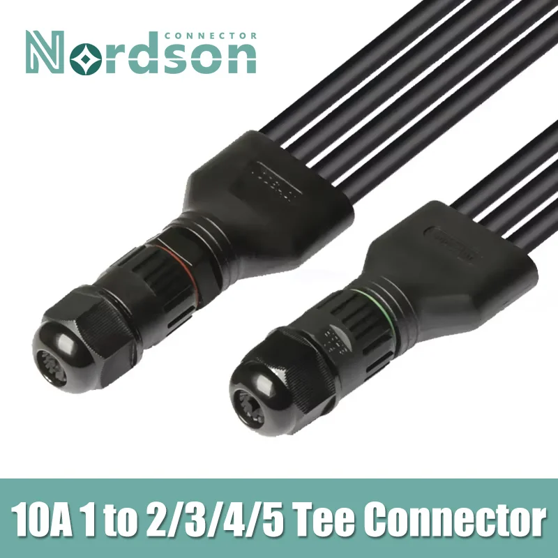 IP68 Lock Screw Type Connection Waterproof Connector 2pin One Out Two Out Three to Four Out Five LED Outdoor Tee Connector