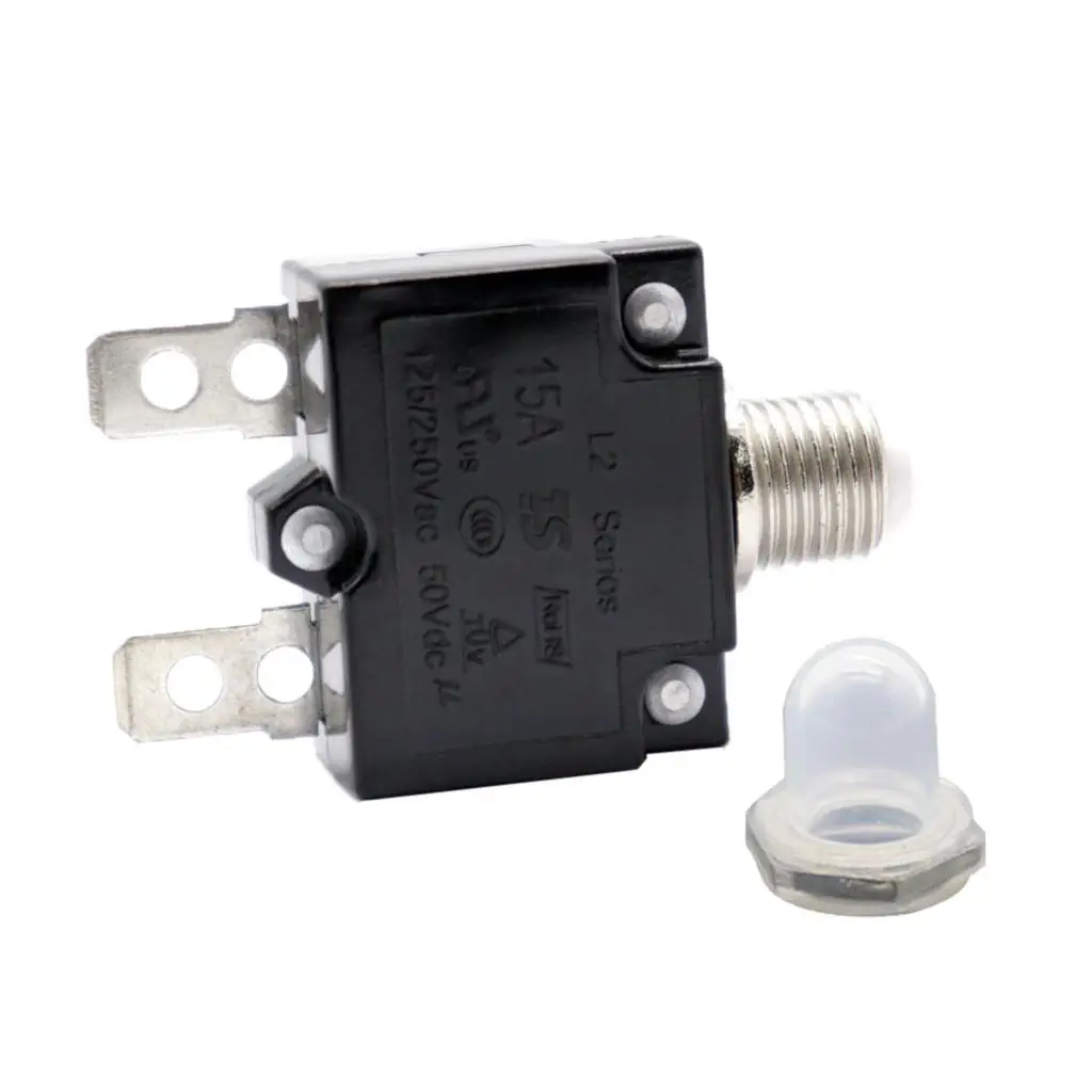 15 Thermal Circuit Breaker with Terminal & Transparent Waterproof Button Cover