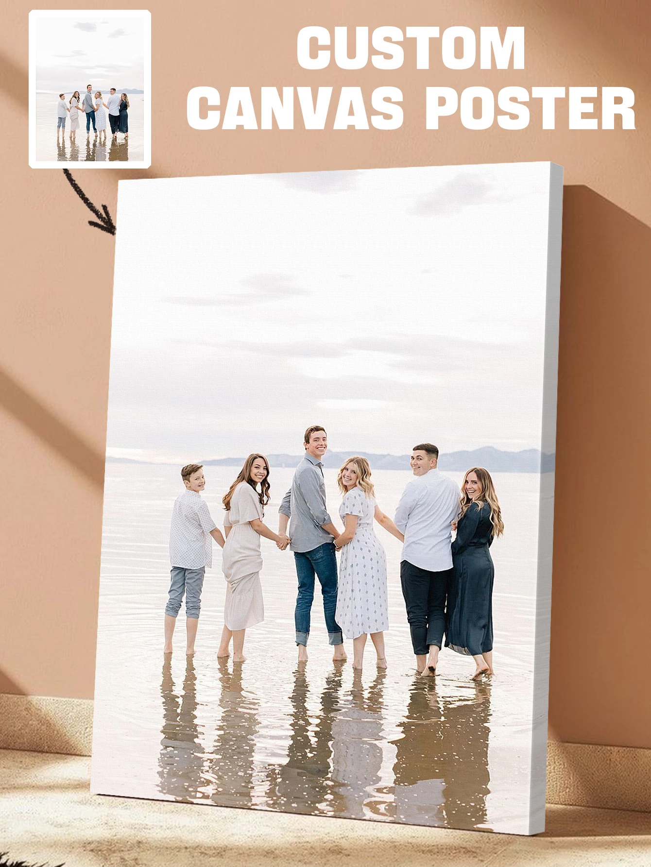1 Pc Customized Photos on Canvas with DIY Wood Frame or Frameless Poster, Personalized Custom Photos for Your Lover, Custom Post