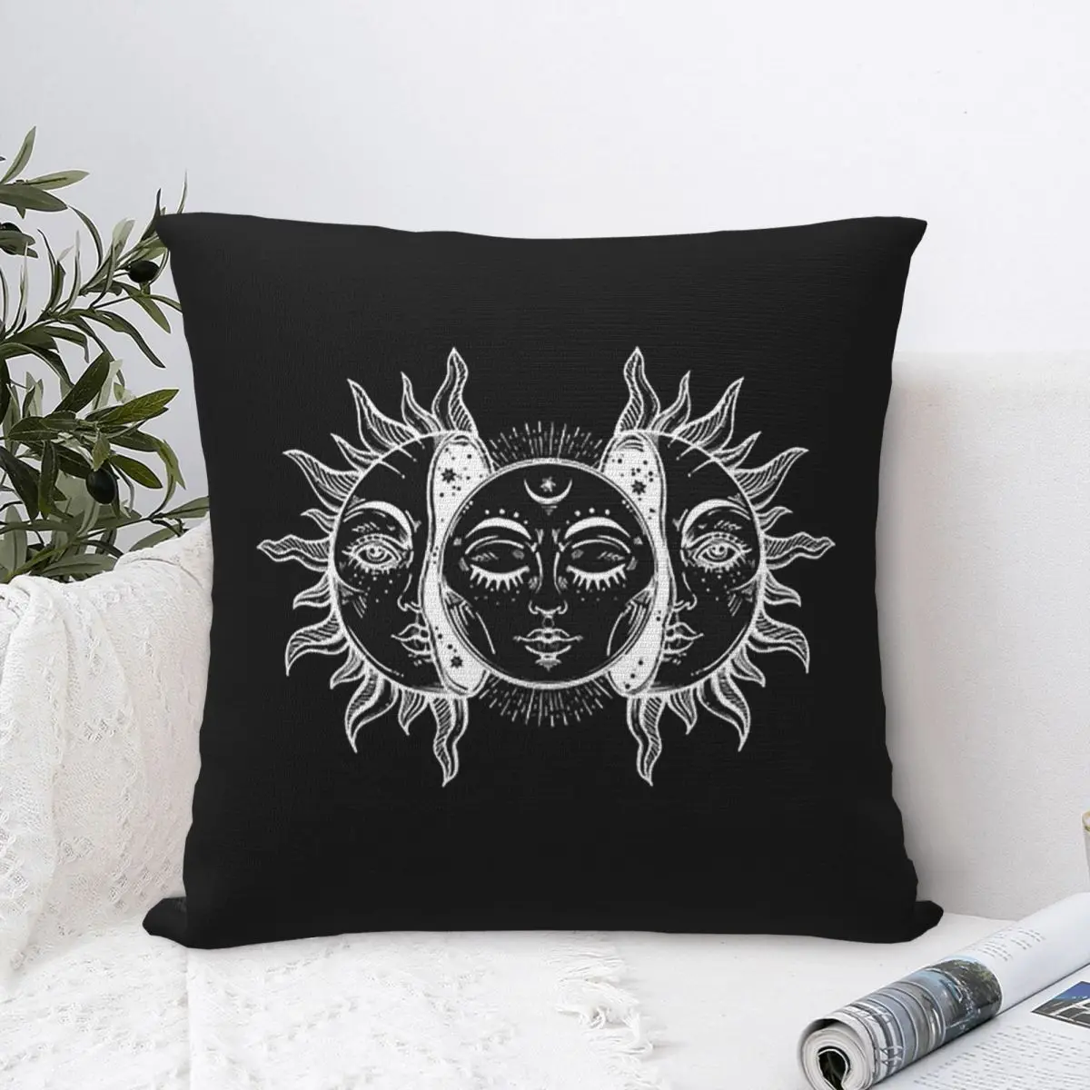 Vintage Sun And Moon Solar Eclipse Pillowcase Cushion Comfort Throw Pillow Sofa Decorative Cushions Used for Home Bedroom