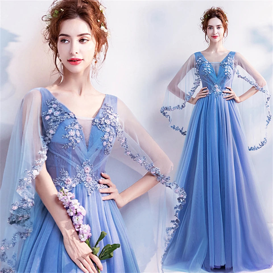 Gaun Malam Formal 2025 Tangki Tulle Applique Kerah V Dalam Elegan untuk Wanita Gaun Pesta Sapu Kereta Gaun Prom
