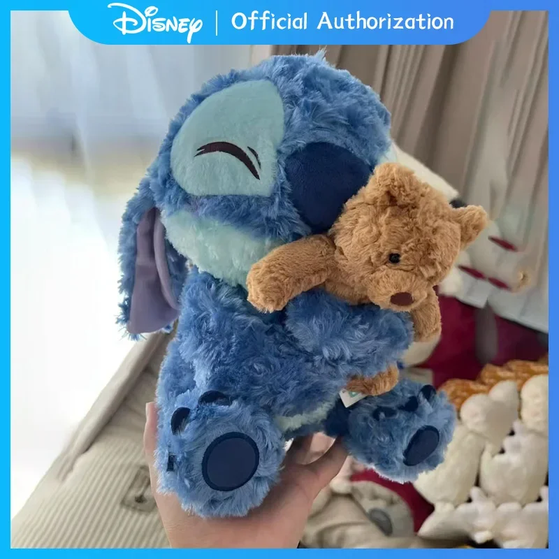 28CM New Disney Lilo & Stitch Curly Hair Plush Toy Cute Cartoon Bear Stuffed Doll Anime Pillow Souvenir Kawaii Birthday Gift