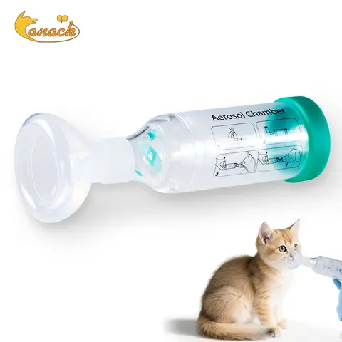 Câmara de aerossol para gatos, cão de estimação, inalador portátil, espaçador com indicador de respiração, máscara de silicone para equipamentos veterinários, clínica veterinária