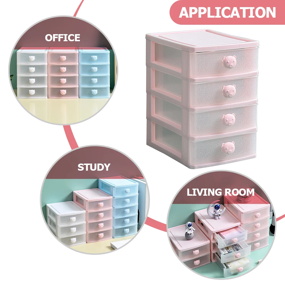 4-Layer Drawer Storage Box Desktop Organizer Makeup Tools Sundry Holder Compact Lightweight Space-Saving Sturdy