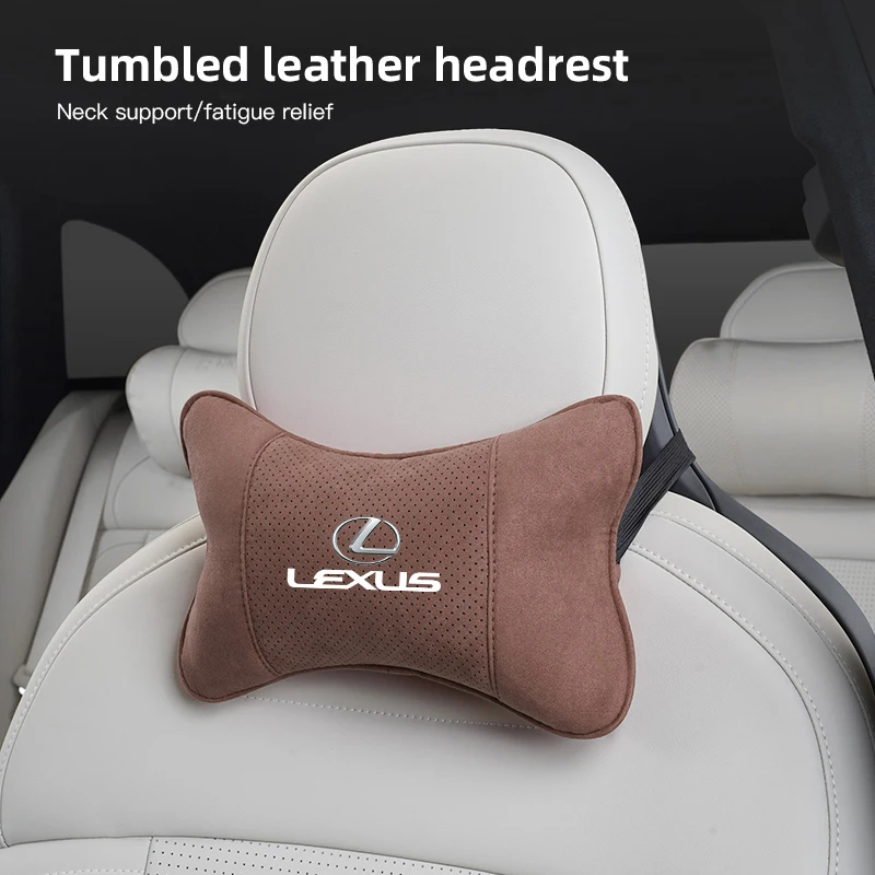 الجلد المدبوغ مقعد السيارة الداخلي وسادة الرقبة مسند الرأس مريح لكزس F SPORT LBX NX RX 350h 450h ES UX 300e GS GX IS LS LX CT LC