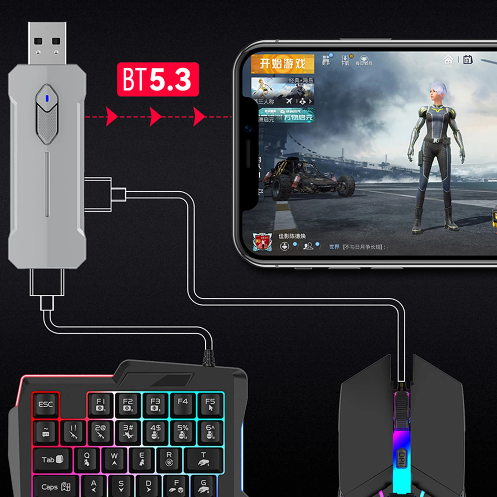 5-in-1-Tastatur für mobile Spi – Gaming Keyboard And Mouse Converter For Mobile Bewertung und Preis
