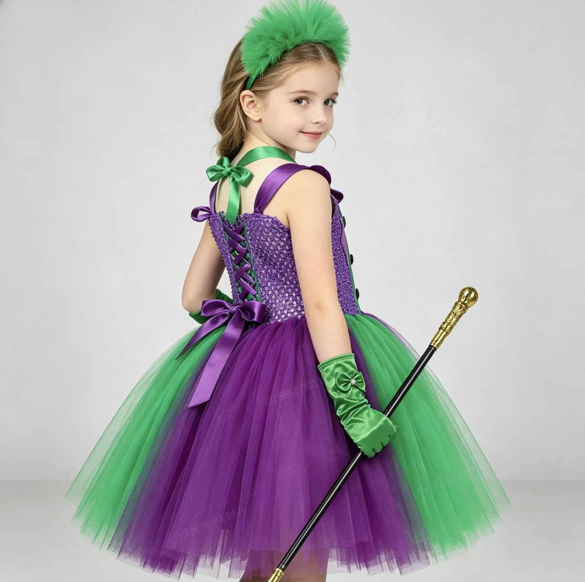 Kid Halloween Dark Hero Tulle Tutu Dress Carnival Party Outfit Child School Stage Performance Dress Up Princess Fluffy Fancy Set