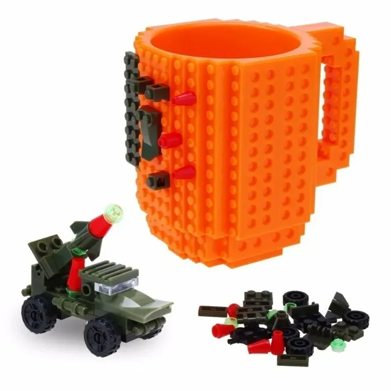 Taza de leche creativa de 350ml, tazas de café, taza de ladrillo, soporte de agua potable para LEGO, diseño de bloques de construcción