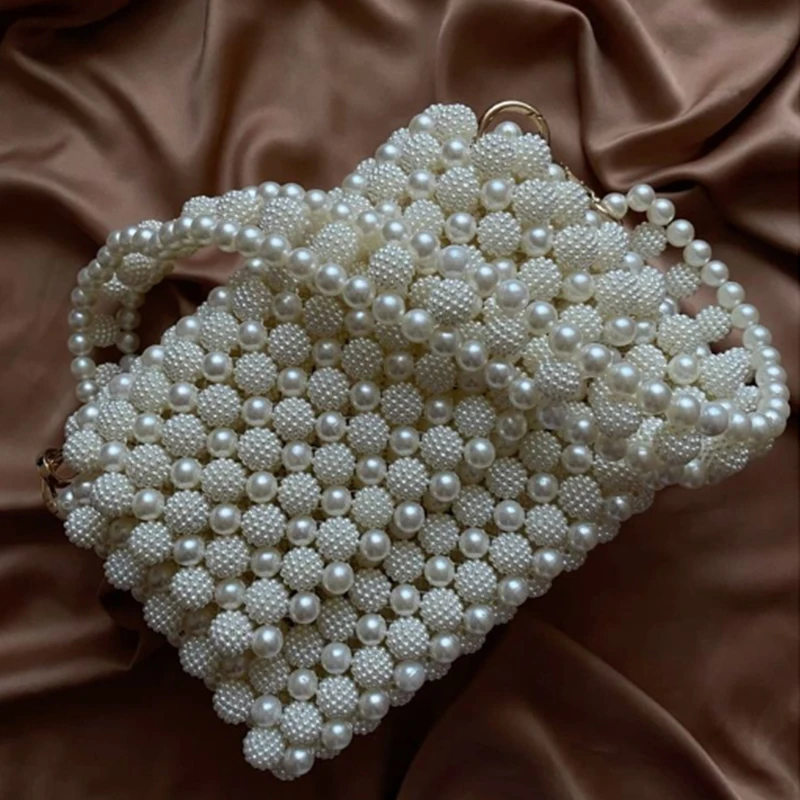 

Ins Pearl Hand Woven Women's Shoulder Bag New Acrylic Bead Bags for Women Exquisite Versatile Customizable Color Flip Handbag