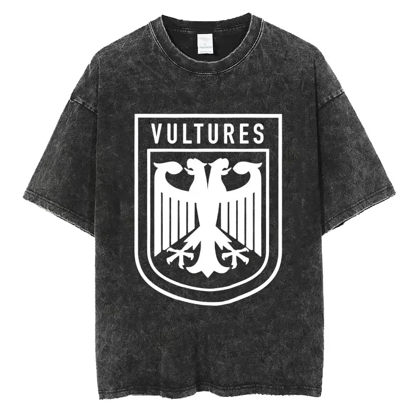 Rapper Kanye West Vultures Logo T Shirt Men\'s Women Hip Hop Vintage Washed T Shirts Fashion Trend O-Neck T-shirt Tops Streetwear