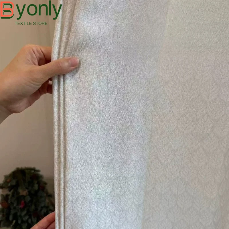 Cream Rice Pinecone Jacquard Thickened Chenille Curtains for Living Room Bedroom French Window Customized Products