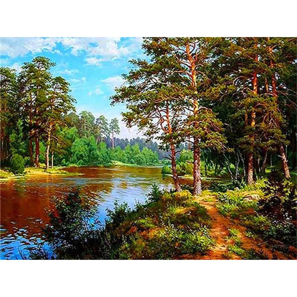 Landscape Scenery Printed 11CT Cross-Stitch Kit DIY Embroidery DMC Threads Craft Handmade Needlework Knitting For   Wholesale