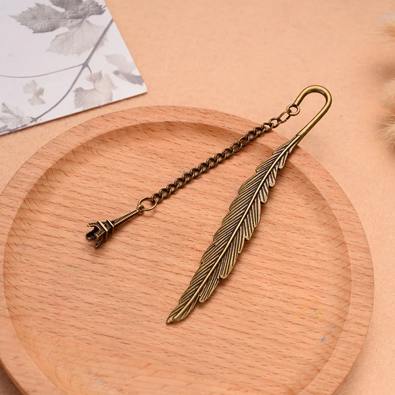 Creative Feather Bookmark Pendant Retro Metal Book Mark Stationery School Office Supply Gift Book Marker