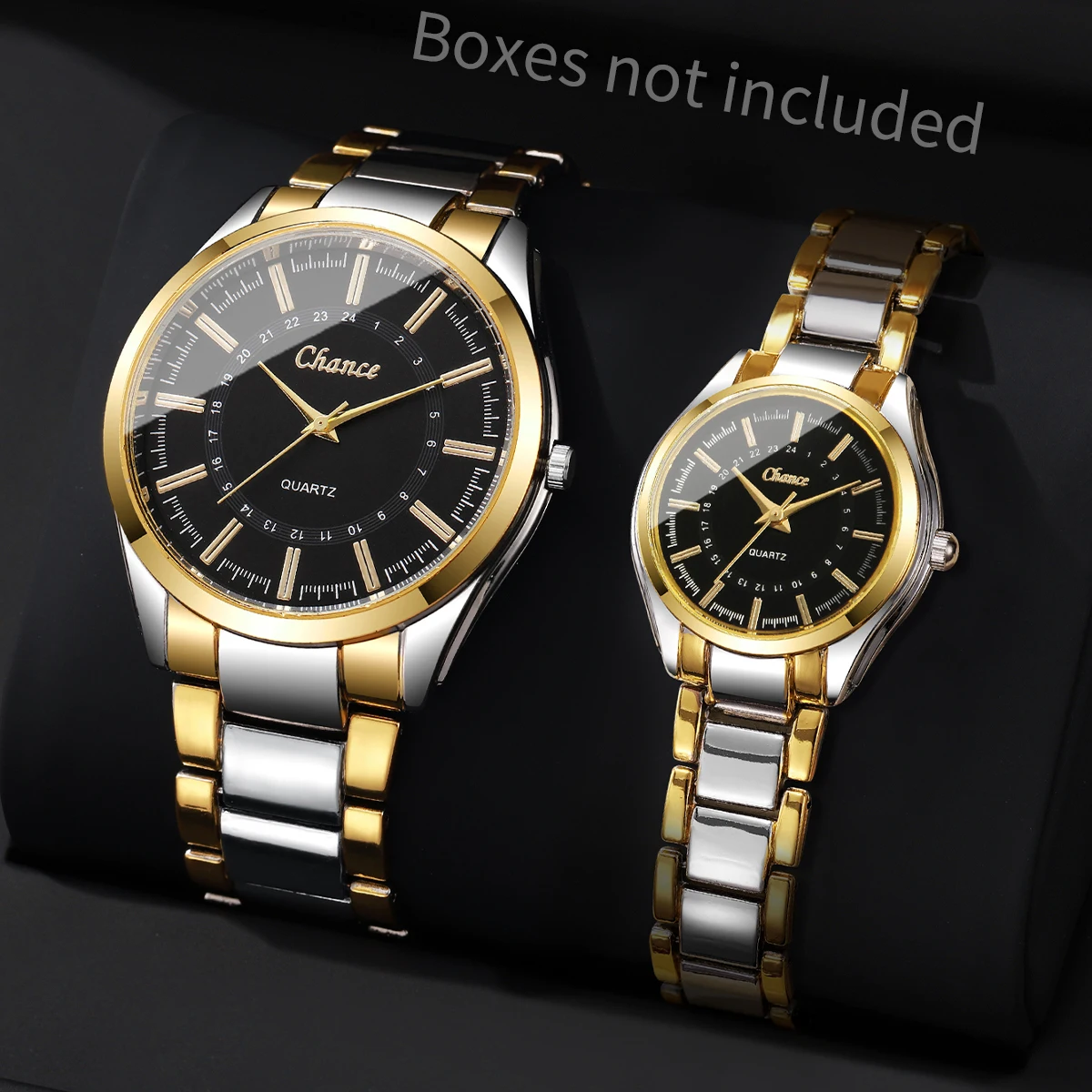2pcs/set Couple Style Fashion Trendy Temperament Simple Digital Scale Dial Niche Casual Quartz Watch (Box Not Included)