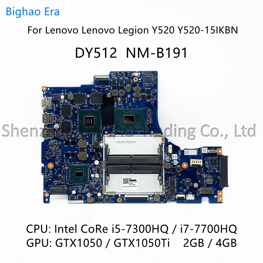 DY512 NM-B191 For Lenovo Legion Y520-15IKBN Laptop Motherboard With i5-7300HQ i7-7700HQ CPU GTX1050Ti GPU 5B20N00246 5B20N00280