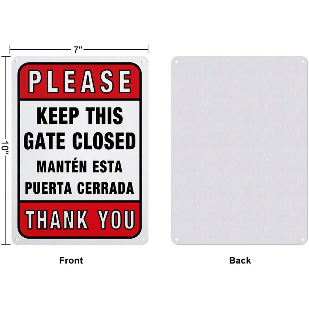 2 Pack Keep This Gate Closed Warning Signs, 7x10 inches 40 Mil Aluminum Signs, Business and Home Use, Reflective UV Protected