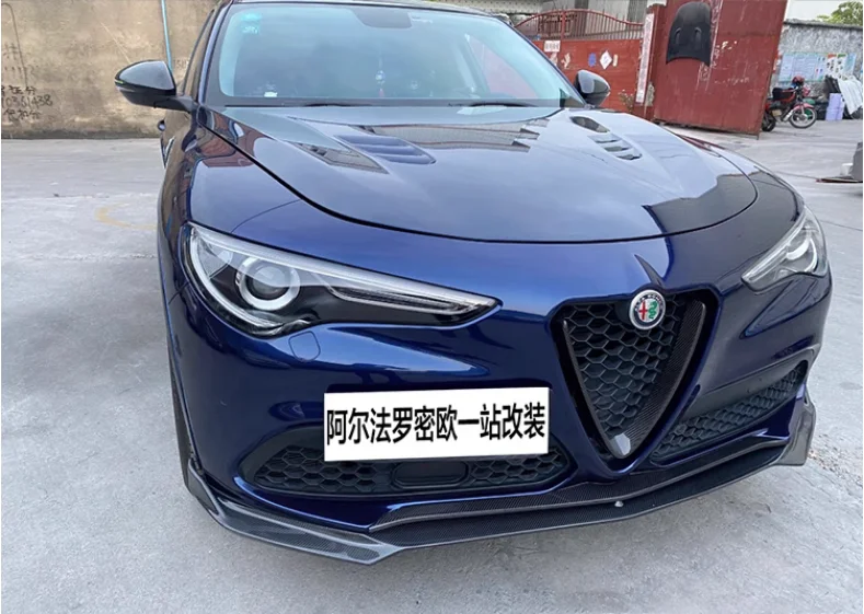 For Alfa Romeo Stelvio 2017 2018 2019 2020 2021 2022 High Quality Carbon Fiber Car Bumper Front Lip Diffuser Spoiler Cover