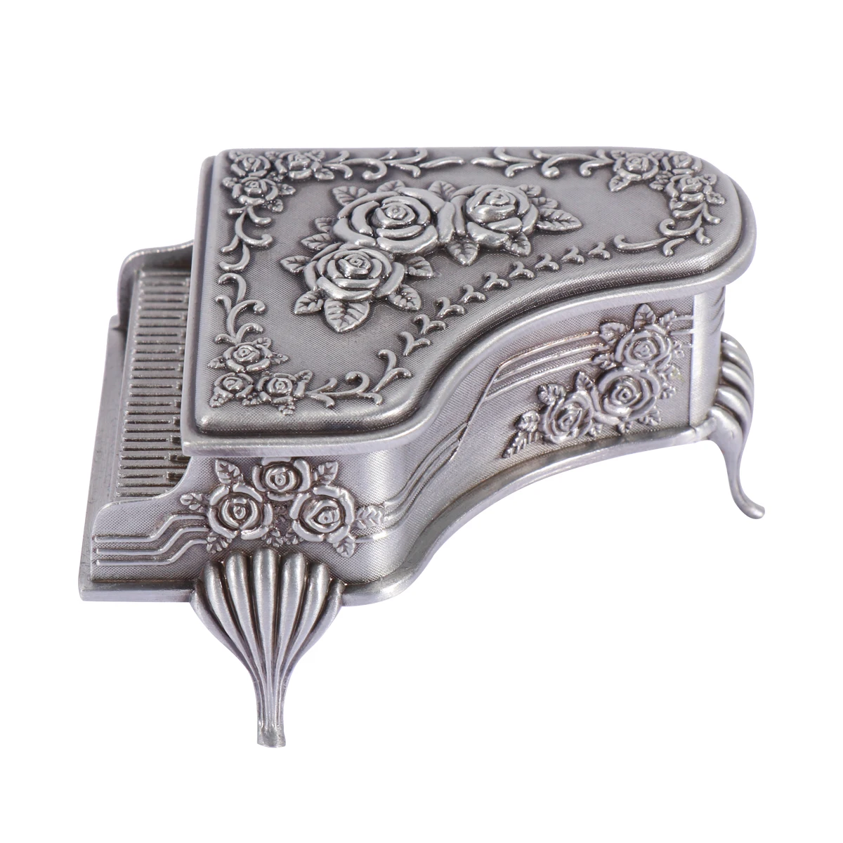 

Piano Shape Jewelry Box Zinc Alloy Rose Carve Pattern Storage For Earrings Necklaces Ladies Women Girls Gift Christmas Valentine