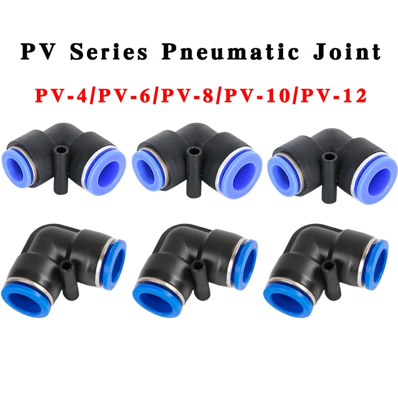 

10/50PCS PV Series 90 Degree Elbow Pneumatic Quick Connector 4/6/8/10/12mm Push-in Fitting for Air Water Liquid Plastic Pipe