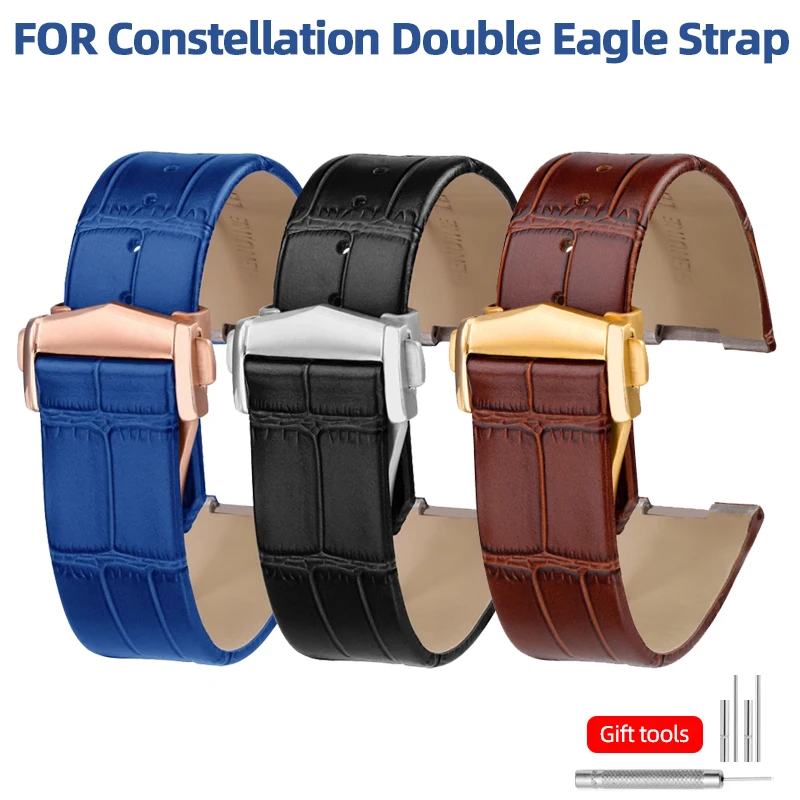 

25mm 23mm leather strap for Omega Constellation Double Eagle 123.20 Concave Interface Watch Strap Men's and Women's Bracelet