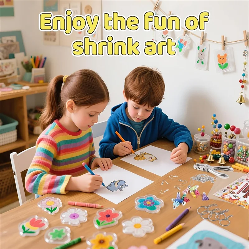 

A88E-Shrinky-Dink Sheets Kit (186), набор ключей Shrinky Sheets (25)-для ремесленной маркировки, пластиковая бумага Shrinky, кисточки
