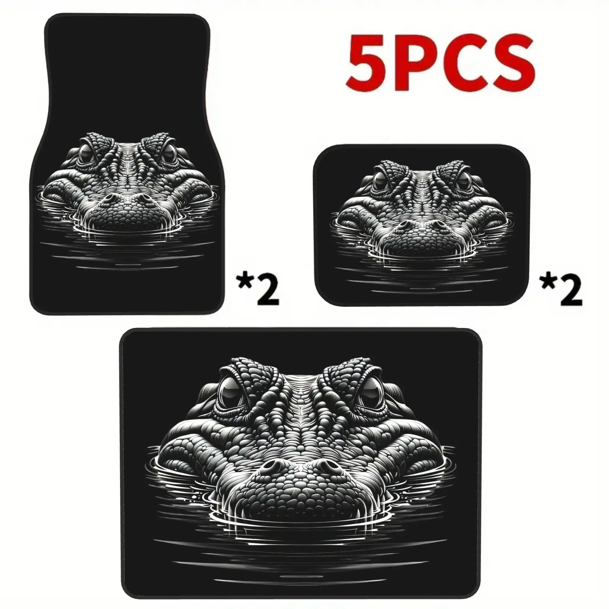 5pcs Set Crocodile Car Front & Rear Floor Mats + Trunk Mat, All-weather Fit For Sedans, SUVs & Trucks. Wear-resistant Car Mats F