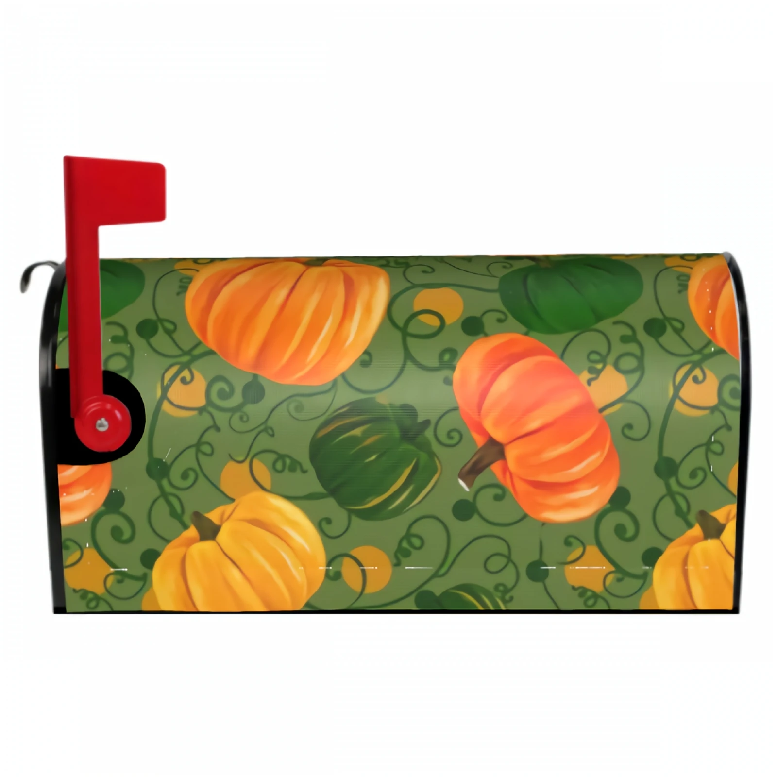 Pumpkin Mailbox Covers Magnetic 21x18 Inch Spring Summer Green And Yellow Mailbox Wraps Post Letter Box Covers for Garden Yard