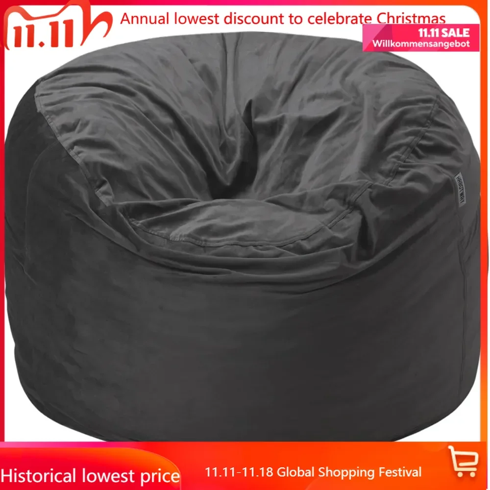 

Bean Bag Chair 3Ft Luxurious Velvet Ultra Soft Fur with High-Rebound Memory Foam for Adults Plush Lazy Sofa with Fluffy