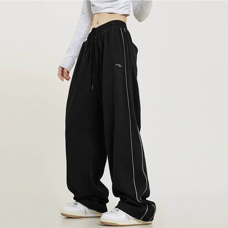 Hippie Black Striped Jogging Sweatpants Women Vintage Harajuku Streetwear Oversized Sports Pants  Style Tracksuits