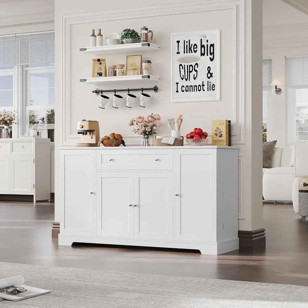 

54" Buffet Cabinet with Storage, Modern Kitchen Buffet Sideboard with Drawer, Wood Coffee Bar Station with Adjustable Shelves,