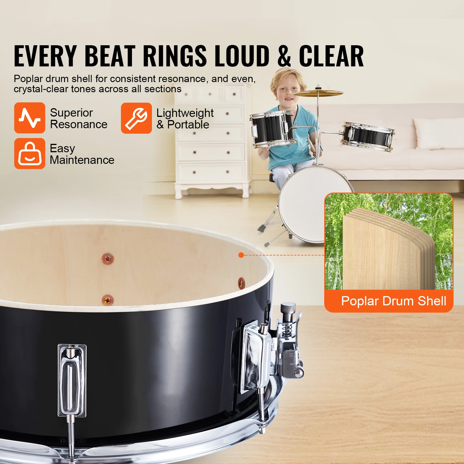 VEVOR Kids Drum Set 3Pcs 14in - đánh giá và giá Drum Throne Adjustable
