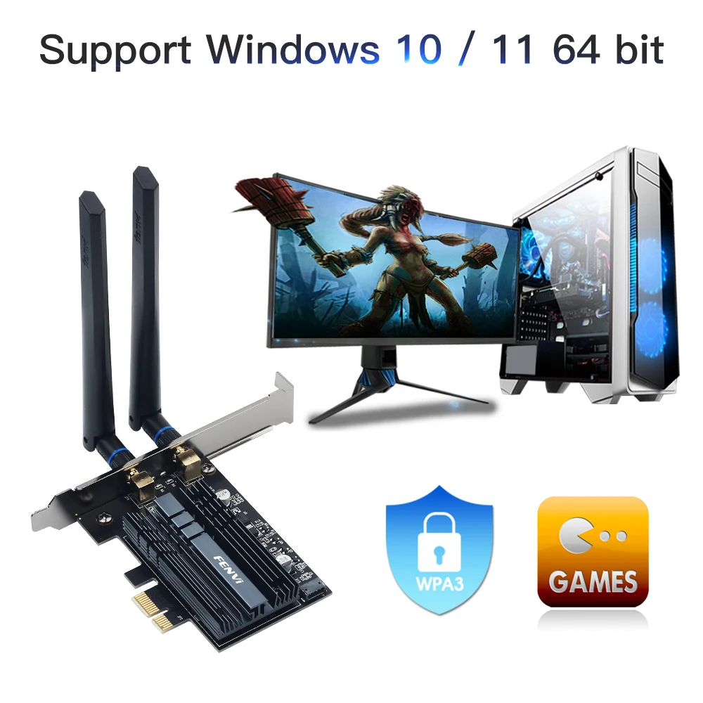 Fenvi 5374mbps wifi 6E számára Intel AX210 pcie Szikratávirát wifi Adapter 2.4g/5g/6ghz 802.11AX számára Bluetooth 5.3 AX200 wifi 6 rty PC