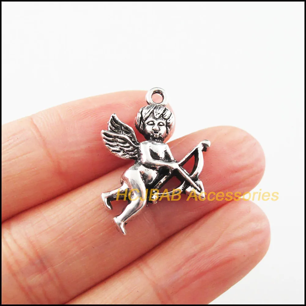 New Charms Antiqued Silver Color Praying Angel Wings Pendants DIY J004