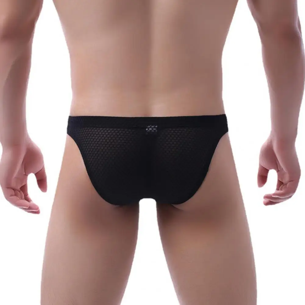 High Elasticity Men Briefs Men's Low Waist Briefs Breathable Mesh Yarn Underwear Elastic Design Smooth Fit Panties with U-convex