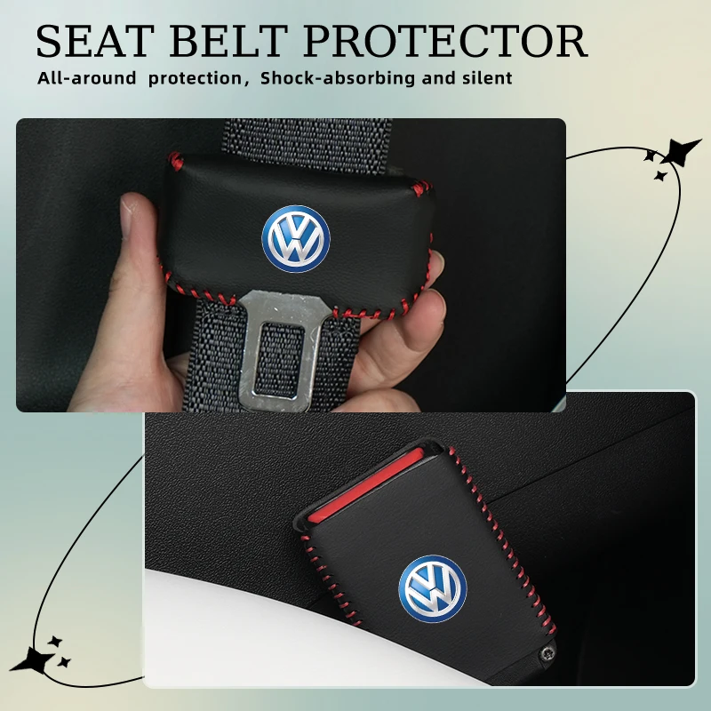 2 pz auto cintura di sicurezza fibbia Clip protezioni coperture in pelle accessori per Volkswagen VW Jetta Golf Beetle EOS GTI MK2 MK4 MK5 MK6