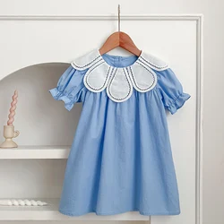 Baby Summer Dress 2-6Yrs Baby Girls Clothes Petal Collar Cotton New Toddler Girl Dresses Kids Girls Casual Soft Dress Princess
